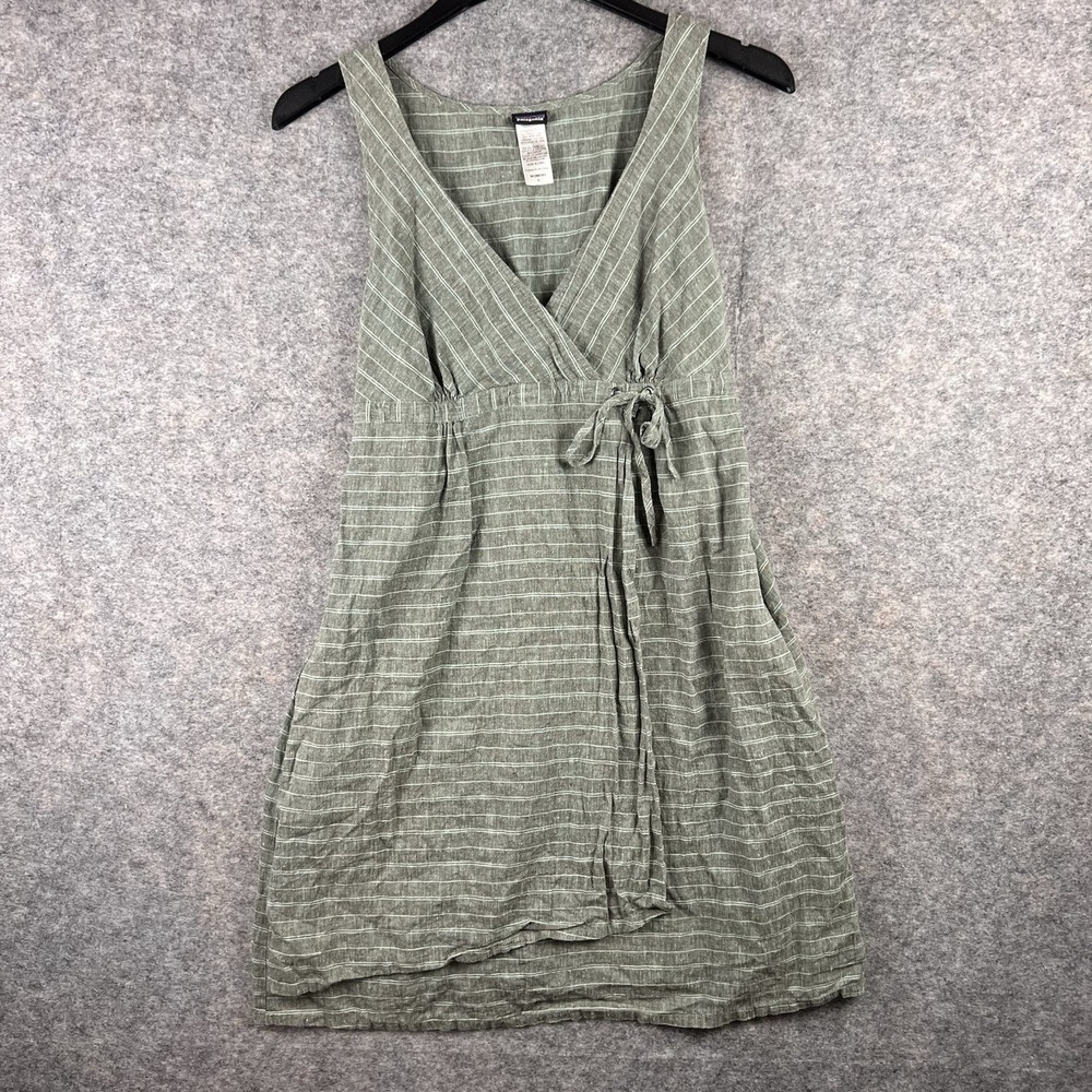 Patagonia Women's Island Hemp Crossover Dress With Pockets Size 6 Color Green